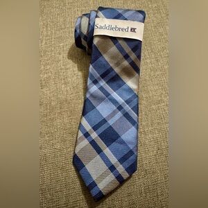 SADDLEBRED Blue & Gold Tie New w Tag! 52% Silk 48% Polyester!